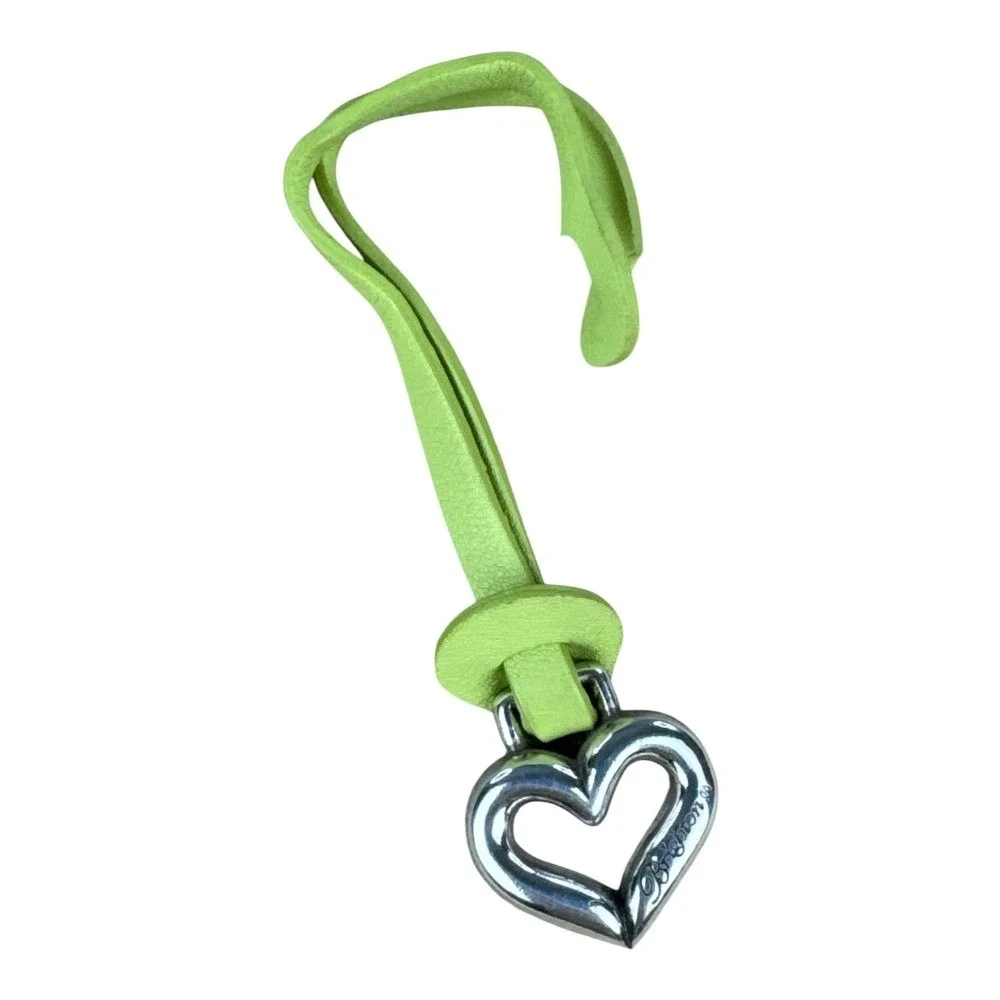 Brighton Lime Green Leather Silver Heart Bag Charm Handbag Fob Accessory